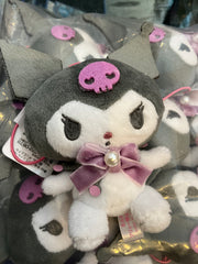 Sanrio Kuromi Light Purple Velvet Ribbon Small Plush Keychain (In-stock)