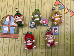 Mofusand Cat in Fruit Costume Small Figure Keychain 5 Pieces Set (In-stock)