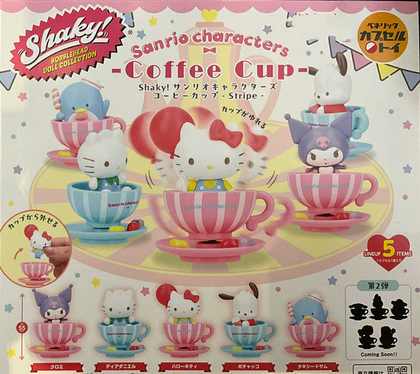 Sanrio Characters Coffee Cup Shakey Bobblehead Doll Collection Small Figure Vol.1 5 Pieces Set (In-stock)