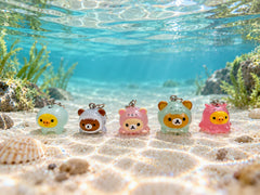Rilakkuma and Friends Sea Animal Costume Small Figure Keychain 5 Pieces Set (In-stock)