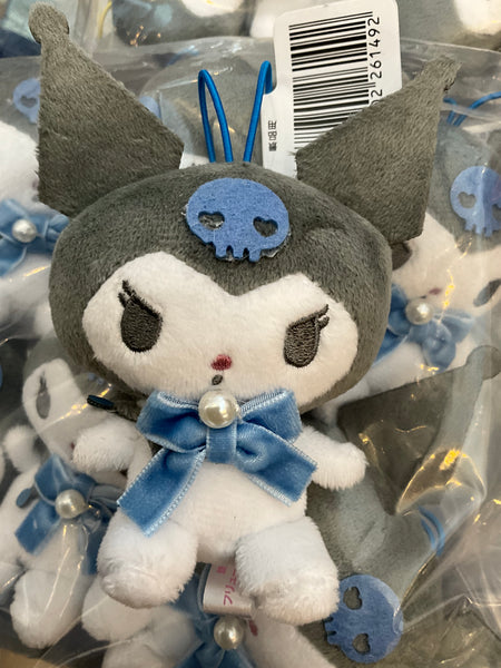 Sanrio Kuromi Blue Velvet Ribbon Small Plush Keychain (In-stock)