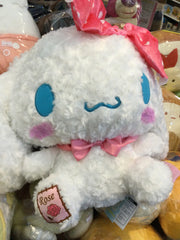 Sanrio Cinnamoroll Rose Pattern Pink Ribbon Medium Plush (In-stock)